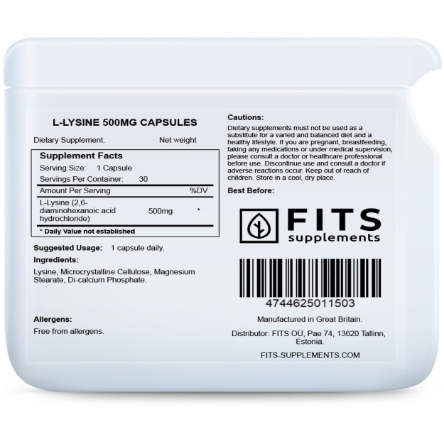 FITS Lizinas 500 mg kapsulės N90 paveikslėlį FITS Lizinas 500 mg kapsulės N90 nuotrauka