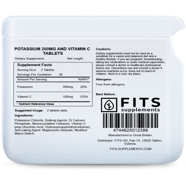 FITS Kalis 200 mg + Vitaminas C tabletės N90 paveikslėlį FITS Kalis 200 mg + Vitaminas C tabletės N90 nuotrauka