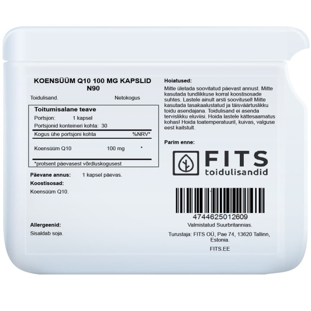 FITS Koenzimas Q10 100 mg minkštos kapsulės N90 paveikslėlį FITS Koenzimas Q10 100 mg minkštos kapsulės N90 nuotrauka