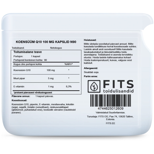 FITS Koenzimas Q10 100 mg minkštos kapsulės N90 paveikslėlį FITS Koenzimas Q10 100 mg minkštos kapsulės N90 nuotrauka
