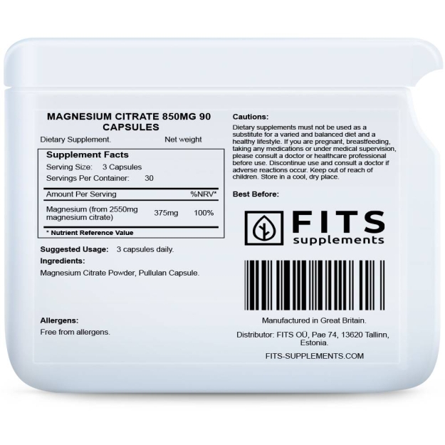 FITS Magnija citrāts 850 mg N90 kapsulas bilde FITS Magnija citrāts 850 mg N90 kapsulas fotogrāfija
