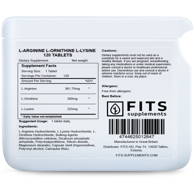 FITS L-argininas L-ornitinas L-lizinas tabletės N120 paveikslėlį FITS L-argininas L-ornitinas L-lizinas tabletės N120 nuotrauka