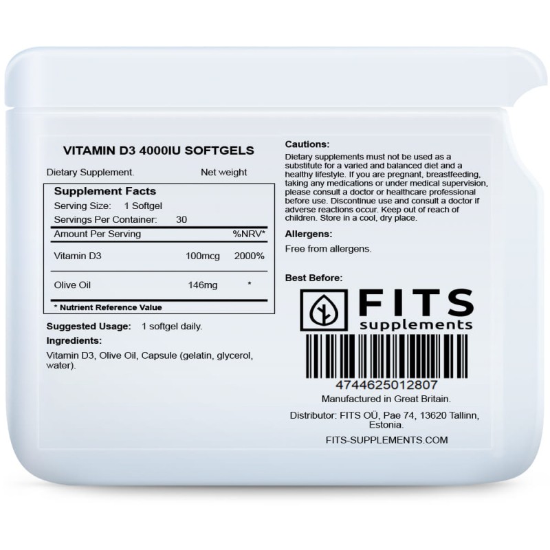 FITS D3-Vitamiin 100 mcg (4000IU) õlikapslid foto