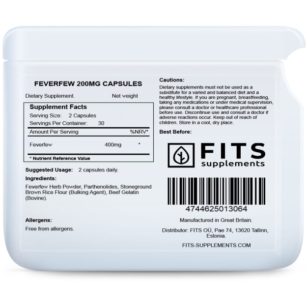 FITS Feverfew 200mg kapsulės paveikslėlį FITS Feverfew 200mg kapsulės nuotrauka