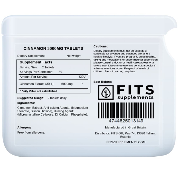 FITS Cinnamon 3000mg tablets bilde FITS Cinnamon 3000mg tablets fotogrāfija