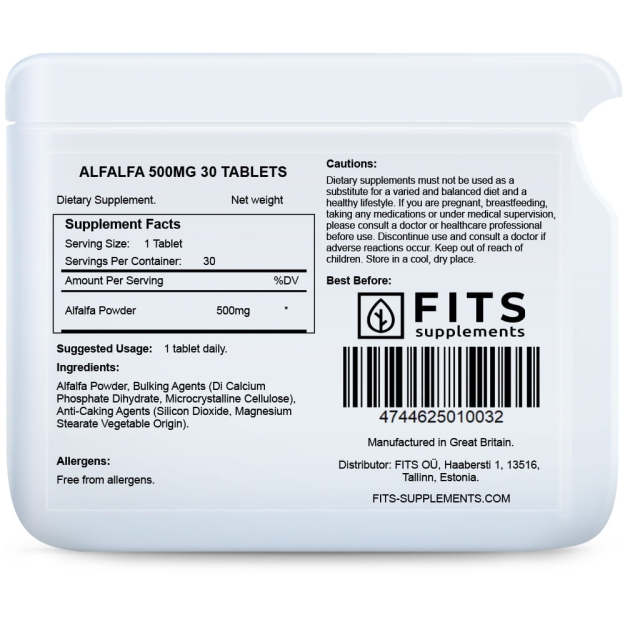 FITS Alfalfa 500mg 30 tablets paveikslėlį FITS Alfalfa 500mg 30 tablets nuotrauka