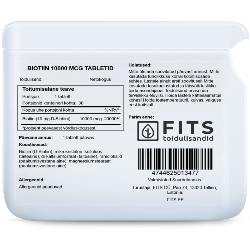 FITS Biotiin 10000 mcg tabletid foto