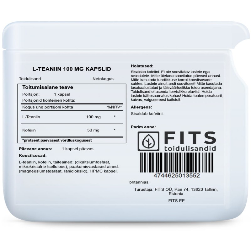 FITS L-Teaniin 100 mg kapslid foto