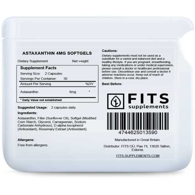 FITS Astaxanthin 4mg 90 softgels picture FITS Astaxanthin 4mg 90 softgels photo