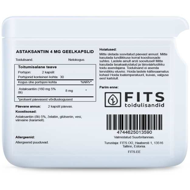 FITS Astaxanthin 4mg 90 softgels picture FITS Astaxanthin 4mg 90 softgels photo