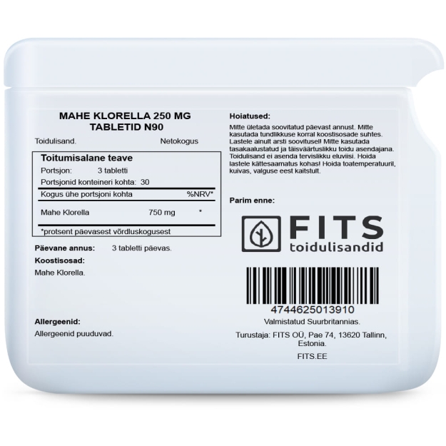 FITS Chlorella BIO 500mg tabletės N180 paveikslėlį FITS Chlorella BIO 500mg tabletės N180 nuotrauka