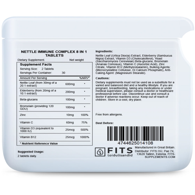FITS Nettle Immune Complex 8 in 1 tablets bilde FITS Nettle Immune Complex 8 in 1 tablets fotogrāfija