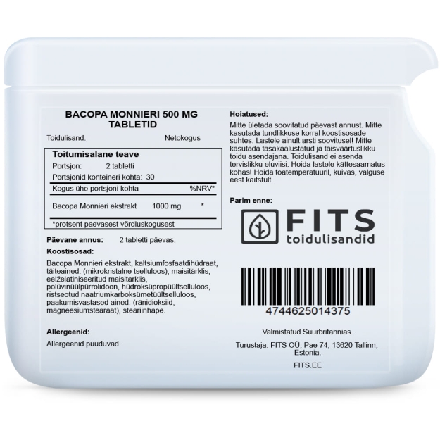 FITS Bacopa Monnieri 500mg capsules picture FITS Bacopa Monnieri 500mg capsules photo