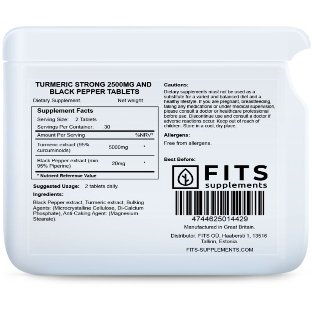 FITS Kurkuminas 2500mg su juodaisiais pipirais tabletės paveikslėlį FITS Kurkuminas 2500mg su juodaisiais pipirais tabletės nuotrauka