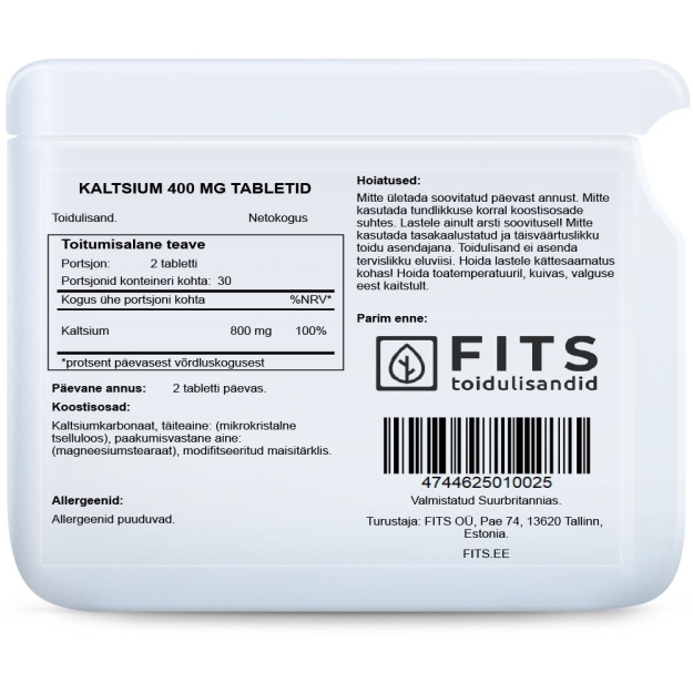 FITS Kalcis 400mg tabletės paveikslėlį FITS Kalcis 400mg tabletės nuotrauka