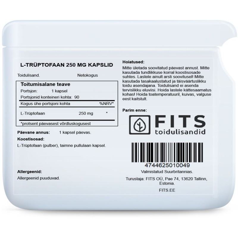 FITS L-Trüptofaan 250 mg kapslid foto