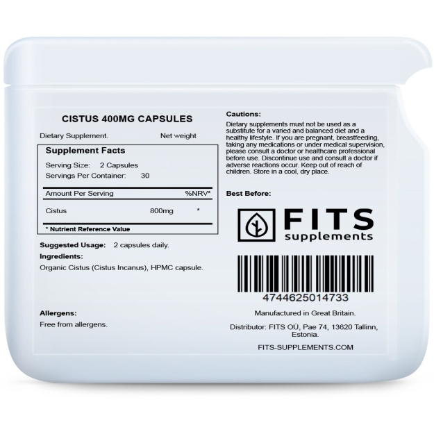 FITS Cistus 400mg kapsulės paveikslėlį FITS Cistus 400mg kapsulės nuotrauka