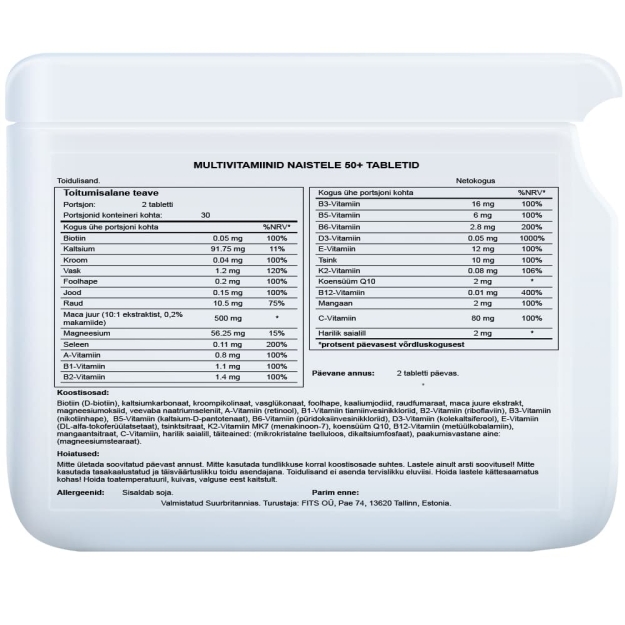 FITS Multivitamin for Women Over 50 Years tabletės paveikslėlį FITS Multivitamin for Women Over 50 Years tabletės nuotrauka
