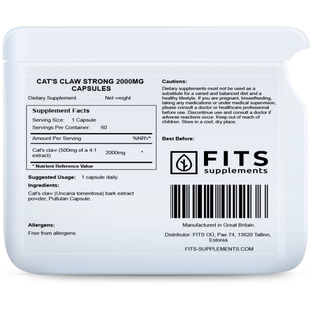 FITS Cat's claw Strong 2000mg kapsulės paveikslėlį FITS Cat's claw Strong 2000mg kapsulės nuotrauka