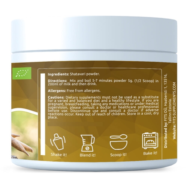 FITS BIO Organic Shatavari (Asparagus) 200g milteliai paveikslėlį FITS BIO Organic Shatavari (Asparagus) 200g milteliai nuotrauka