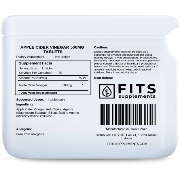 FITS Ābolu etiķa 500 mg tabletes bilde FITS Ābolu etiķa 500 mg tabletes fotogrāfija