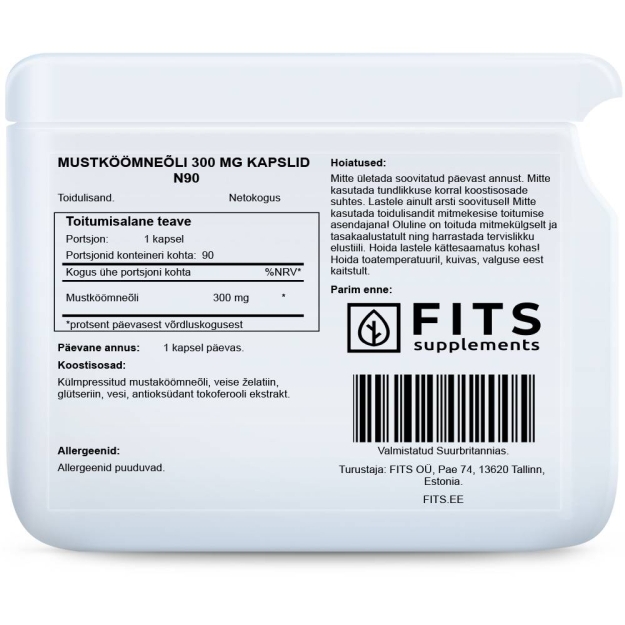 FITS Black Cumin Oil 300mg 90 kapsulės paveikslėlį FITS Black Cumin Oil 300mg 90 kapsulės nuotrauka