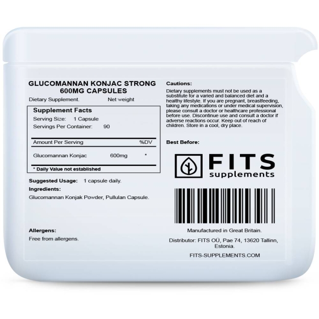 FITS Glucomannan Konjac Strong 600mg kapsulės paveikslėlį FITS Glucomannan Konjac Strong 600mg kapsulės nuotrauka