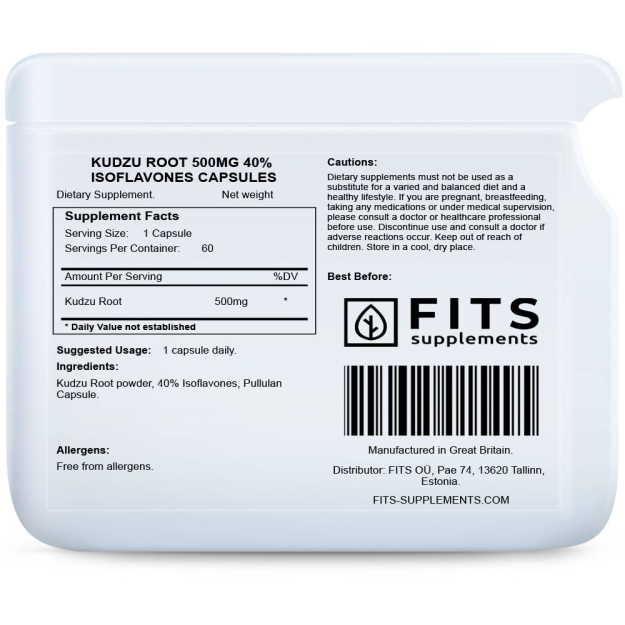 FITS Kudzu Root 500mg 40% Isoflavones kapsulės paveikslėlį FITS Kudzu Root 500mg 40% Isoflavones kapsulės nuotrauka