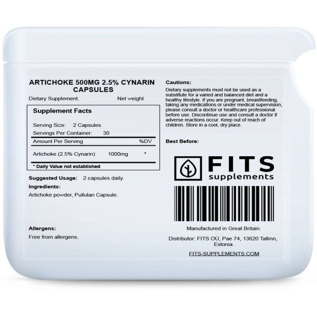 FITS Artišokas 500mg 2.5% Cynarin kapsulės paveikslėlį FITS Artišokas 500mg 2.5% Cynarin kapsulės nuotrauka