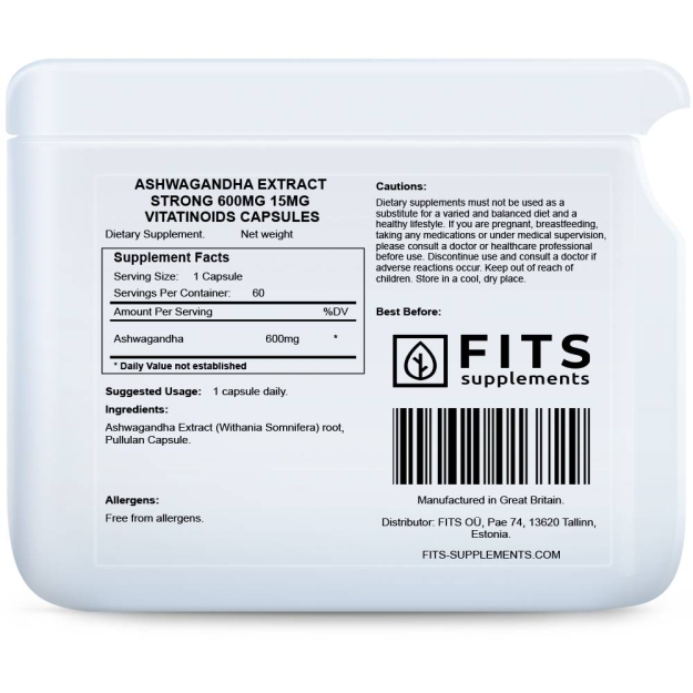 FITS Ashwagandha Extract Strong 600mg 15mg vitatinoids capsules picture FITS Ashwagandha Extract Strong 600mg 15mg vitatinoids capsules photo