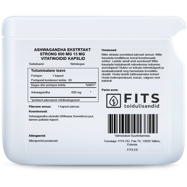 FITS Ashwagandha Extract Strong 600mg 15mg vitatinoids capsules picture FITS Ashwagandha Extract Strong 600mg 15mg vitatinoids capsules photo