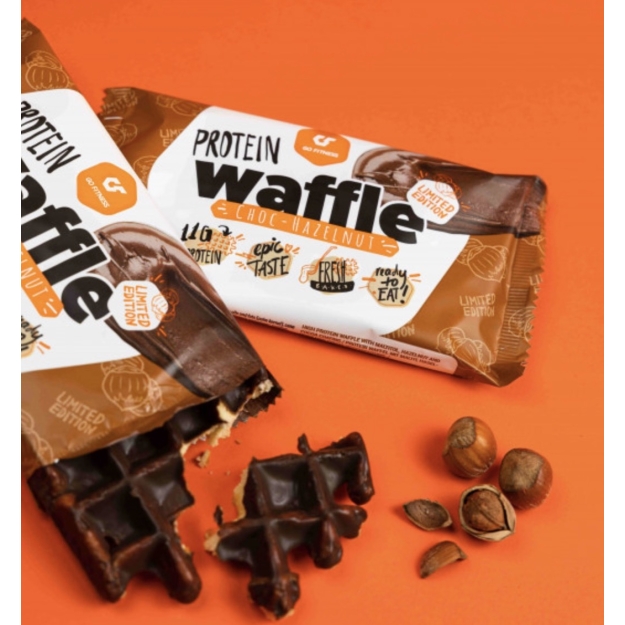 Go Fitness Baltyminis vaflis 50 g, šokoladinis lazdyno riešutas paveikslėlį Go Fitness Baltyminis vaflis 50 g, šokoladinis lazdyno riešutas nuotrauka
