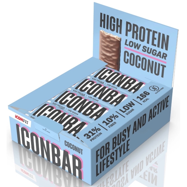 Iconfit Baltymų batonėlis BOX 12x45 g - kokosų nuotrauka