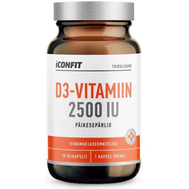Iconfit Vitamin D3 2500 IU 90 Aliejaus Kapsulių paveikslėlį Iconfit Vitamin D3 2500 IU 90 Aliejaus Kapsulių nuotrauka