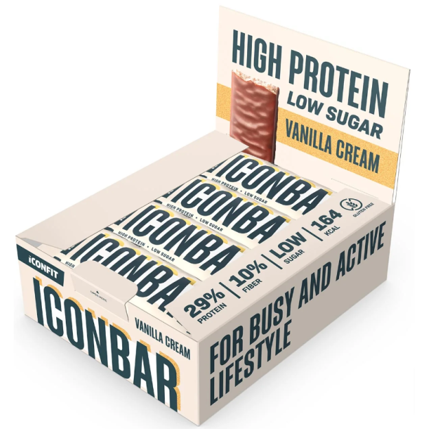 Iconfit Proteiinibatoon BOX 12x45 g - Vanillikreem pilt Iconfit Proteiinibatoon BOX 12x45 g - Vanillikreem foto