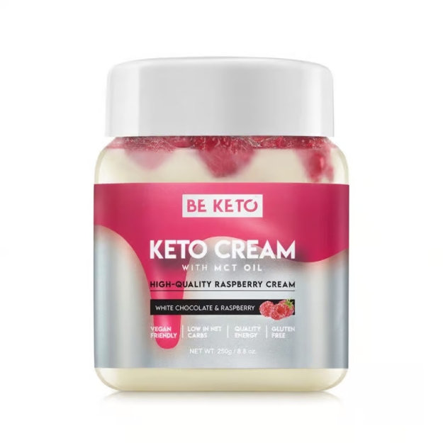 Keto Cream + MCT 250 g - White Chocolate and Raspberry
