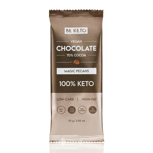 Vegan Keto Chocolate + MCT Oil 80 g - Pekanipähklid Vegan Keto Chocolate + MCT Oil 80 g - Pekanipähklid