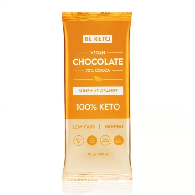 Vegan Keto Chocolate + MCT Oil 80 g - Apelsin