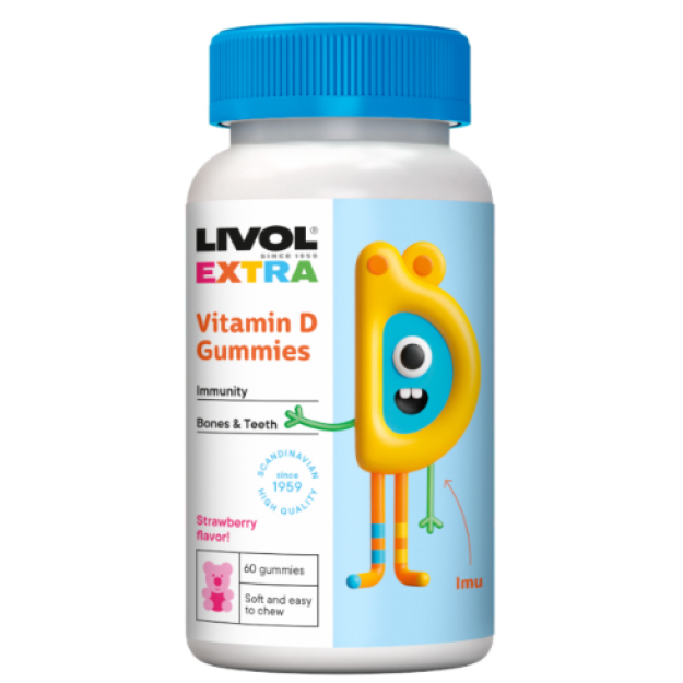 Vitamin D Bears 60 kramtomosios marmeladėlės - Braškė