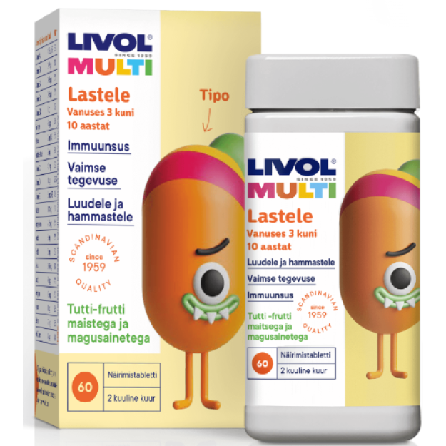 Livol Kids Multi 60 košļājamās tabletes - Tutti Frutti