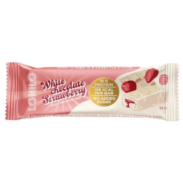 Lohilo Soft Bar 55 г - Клубника в белом шоколаде Lohilo Soft Bar 55 г - Клубника в белом шоколаде