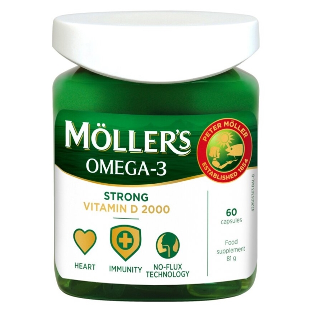 Möllers Omega-3 Strong + D-Vitamin 2000 IU 60 capsules Möllers Omega-3 Strong + D-Vitamin 2000 IU 60 capsules