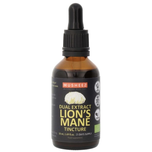 Musheez Ekologiška liūto manų tinktūra (dvigubas ekstraktas) 50 ml paveikslėlį Musheez Ekologiška liūto manų tinktūra (dvigubas ekstraktas) 50 ml nuotrauka