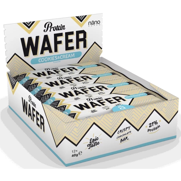 Ä Nano supps Protein Wafer 40 g - cookie and cream x 12 Ä Nano supps Protein Wafer 40 g - cookie and cream x 12