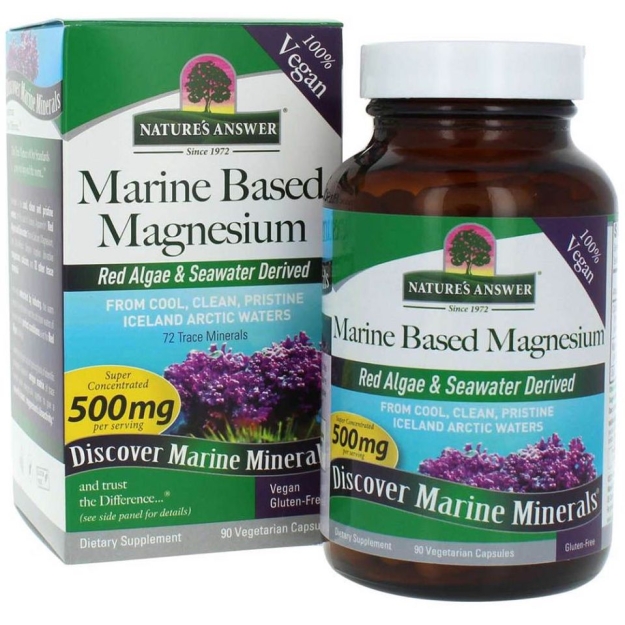 Nature's Answer Магний на морской основе 500 мг 90 веганских капсул Nature's Answer Магний на морской основе 500 мг 90 веганских капсул