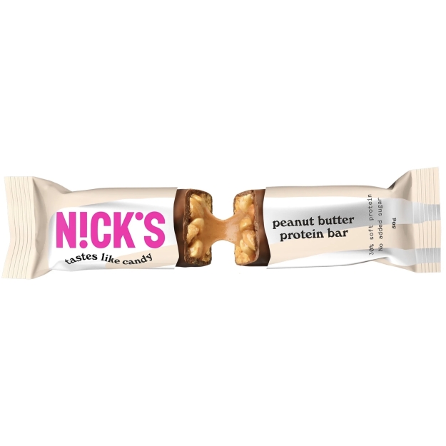 Nick's Baltymų batonėlis 50 g - žemės riešutų kremas Nick's Baltymų batonėlis 50 g - žemės riešutų kremas