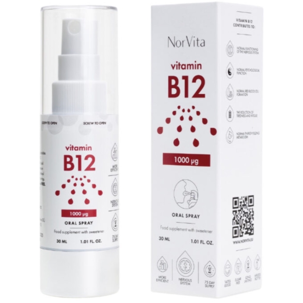 NorVita Vitaminas B12 100 mcg 30 ml paveikslėlį NorVita Vitaminas B12 100 mcg 30 ml nuotrauka