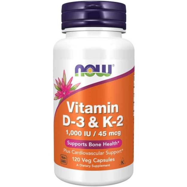 NOW Foods Vitamīns D3 & K2 120 kapsulas NOW Foods Vitamīns D3 & K2 120 kapsulas