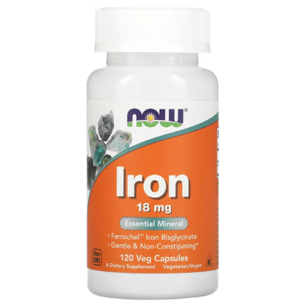 NOW Foods Raud 18 mg 120 vegan kapslit NOW Foods Raud 18 mg 120 vegan kapslit