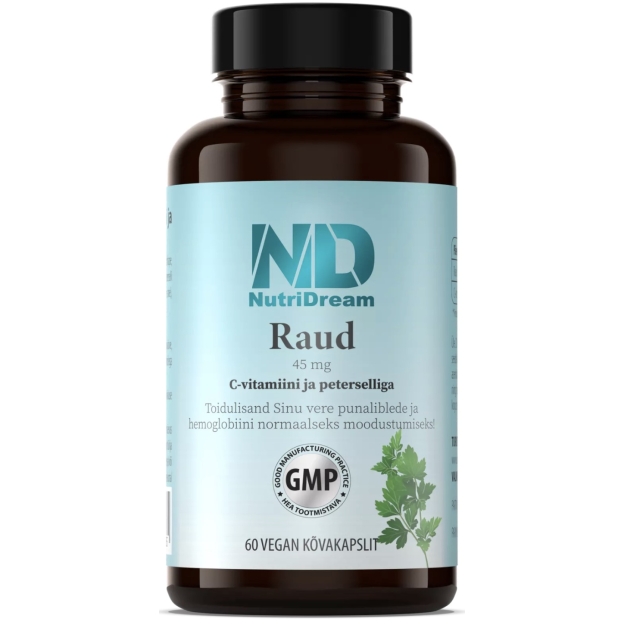 NutriDream Dzelzs ar C vitamīnu un pētersīļiem 45 mg 60 cietās kapsulas bilde NutriDream Dzelzs ar C vitamīnu un pētersīļiem 45 mg 60 cietās kapsulas fotogrāfija